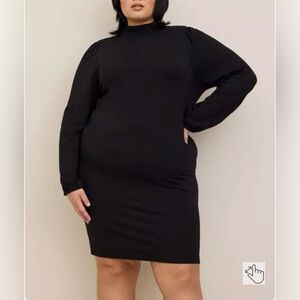 Torrid Black Knit Dress with Bishop Sleeves and Mock Neck